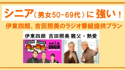 シニア（男女50-60代）に強い！伊東四朗、吉田照美のラジオ番組提供プラン