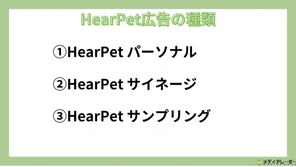 HearPet広告の種類についてまとめました。