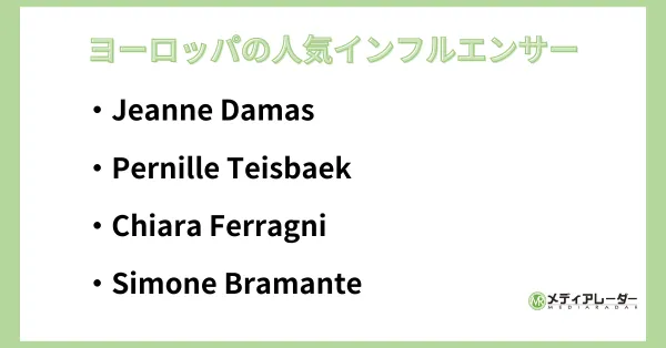 ヨーロッパの人気インフルエンサー