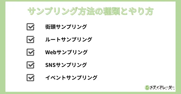 サンプリング方法の種類とやり方についてまとめました。