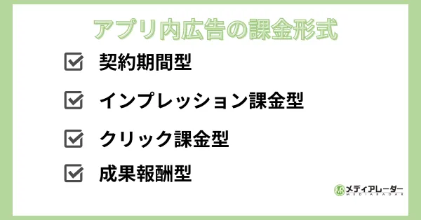 アプリ内広告の4つの課金形式