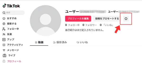 アカウントの詳細設定画面
