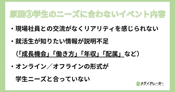 学生イベント集客方法原因③