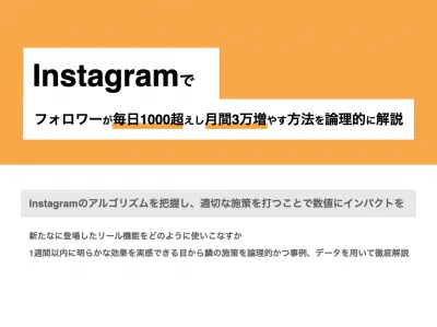 Instagramでフォロワーが毎日1000人越えし月間3万増やす方法を解説の媒体資料