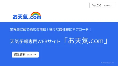 【業界最安値!0.05円/imp】天気予報サイトで動画/バナー広告!