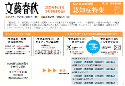 富裕層シニアに訴求「文藝春秋」認知症特集 ＜資料請求付き（リード獲得型）企画＞