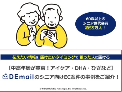 シニアに強い！DEmailのEC案件好調事例をご紹介【アイケア・DHA・ひざ他】の媒体資料