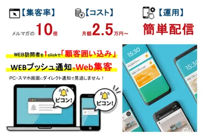 【1clickで、自社サイト見込顧客獲得】業界初！「WEBプッシュ通知」サービス