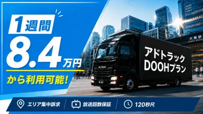 最安1週間8.4万円〜「エリア集中訴求型 アドトラックDOOHプラン」