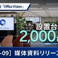 Office Visionの媒体資料リリース画像 オフィス内広告サイネージの設置台数2,000台突破を示すビジュアル